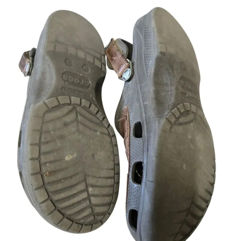 Crocs Bogata Brown‎ Vegan Leather Clogs - Size 9